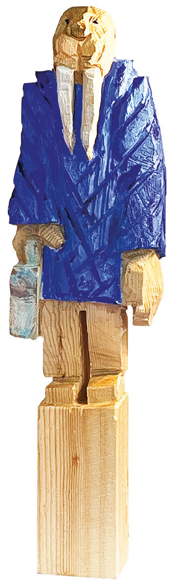 Sculpture en bois "Le représentant des maquereaux" (2025) (Originale / Pièce unique) de Jörg Herz