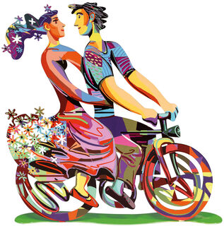 Sculpture sur pied double face "Spring Ride"