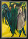 Bild "Frauen auf der Straße" (1915), Version schwarz-silberfarben gerahmt von Ernst Ludwig Kirchner