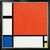 Cuadro "Composición en rojo, azul y amarillo" (1930), enmarcado