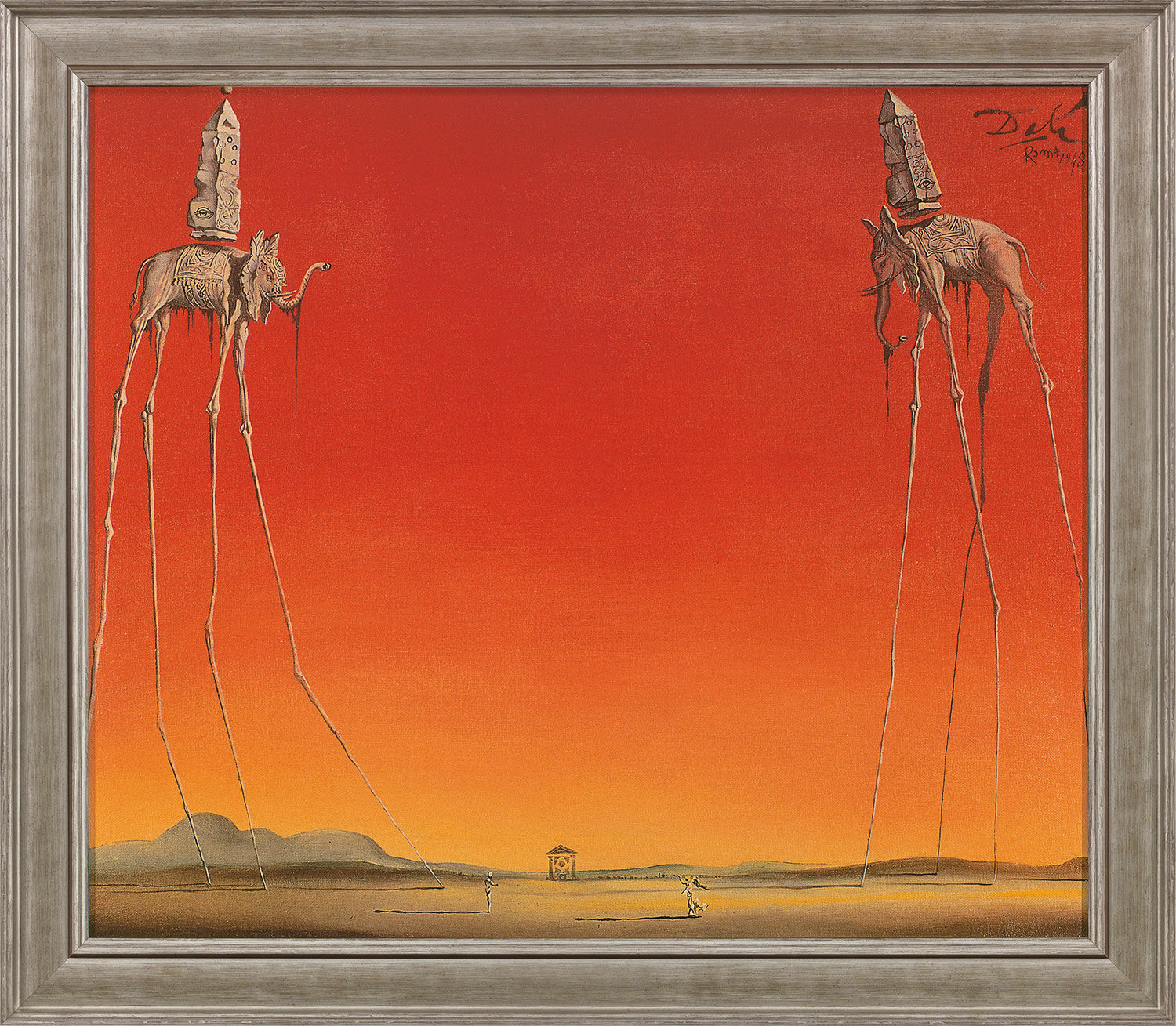 Picture "Les Éléphants" (1948), framed by Salvador Dalí