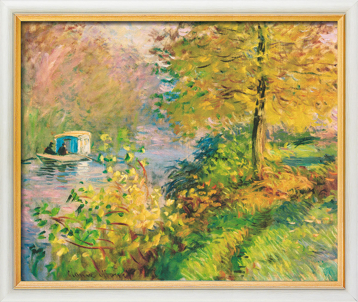 Bild "Das Atelierboot" (1876), gerahmt von Claude Monet