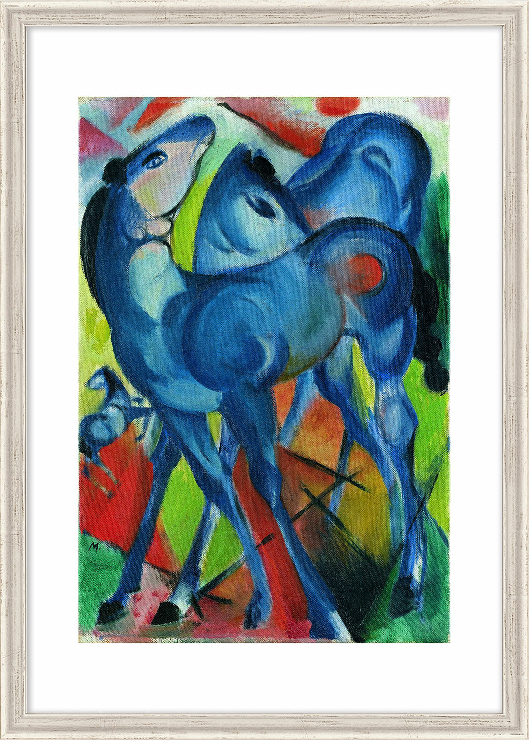 Picture "The Blue Foals" (1913), framed by Franz Marc
