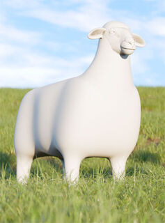 Designová stolička / stolek "The Sheep" v životní velikosti (vnitřní i venkovní), krémově-bílé provedení od Goodnight Light