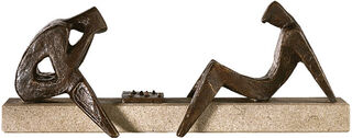 Skulptur "Die Schachspieler", Bronze von Sepp Mastaller