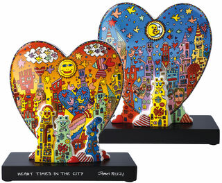 Double-sided porcelain sculpture "Heart Times in the City"