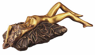 Skulptur "Liegende mit Kissen" (2005), Bronze von Bruno Bruni