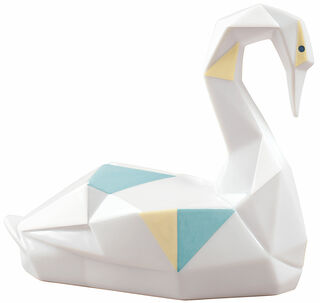 Porcelain figurine "Swan", coloured version