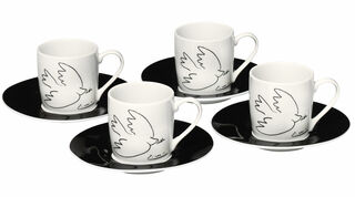 Set of 4 espresso cups "La Colombe de la Paix - Dove of Peace", porcelain