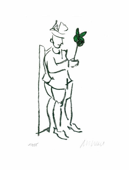 Bild "Kompliment", grün, ungerahmt von Armin Mueller-Stahl