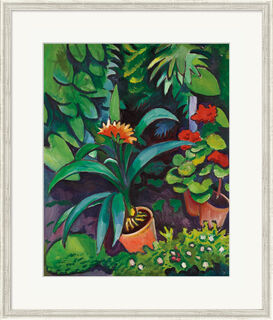 Picture "Flowers in the Garden, Clivia and Pelargoniums" (1911), framed