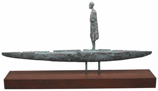 Sculpture "The Ferryman II" (2018), bronze on wooden pedestal