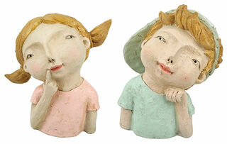 Set of 2 garden busts "Laura and Lars"