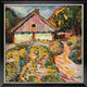 Bild "Hus på Kuriska näset" (1909), svart- och silverfärgad inramad version av Max Pechstein