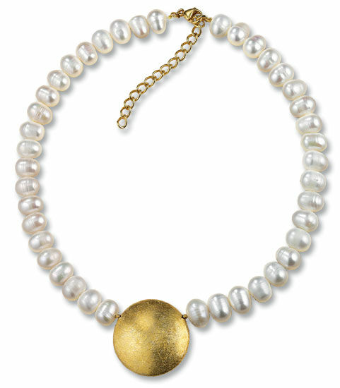 Necklace "Sun Disk" with cultured pearls by Petra Waszak