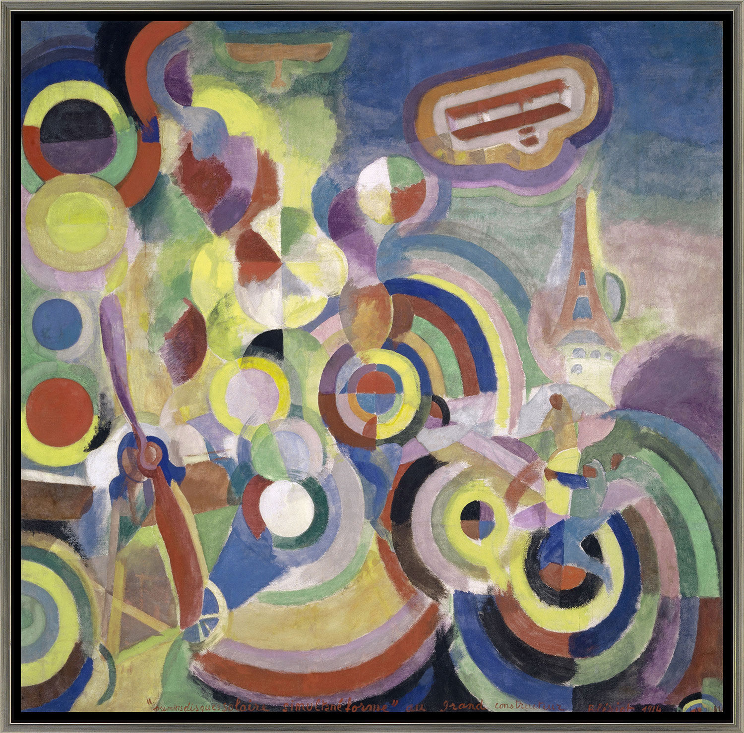 Tavla "Hommage à Blériot" (1914), inramad av Robert Delaunay