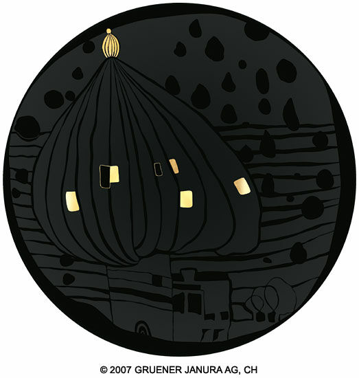 (877) Vægplade "Onionraindome" von Friedensreich Hundertwasser