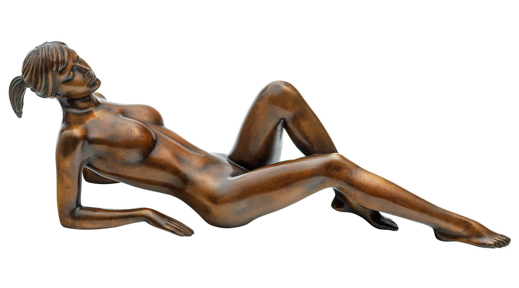 Sculpture "The Reclining Woman", brown bronze version by Richard Senoner