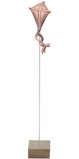 Garden object "Pink Kite" (version with pedestal) by Roman Johann Strobl