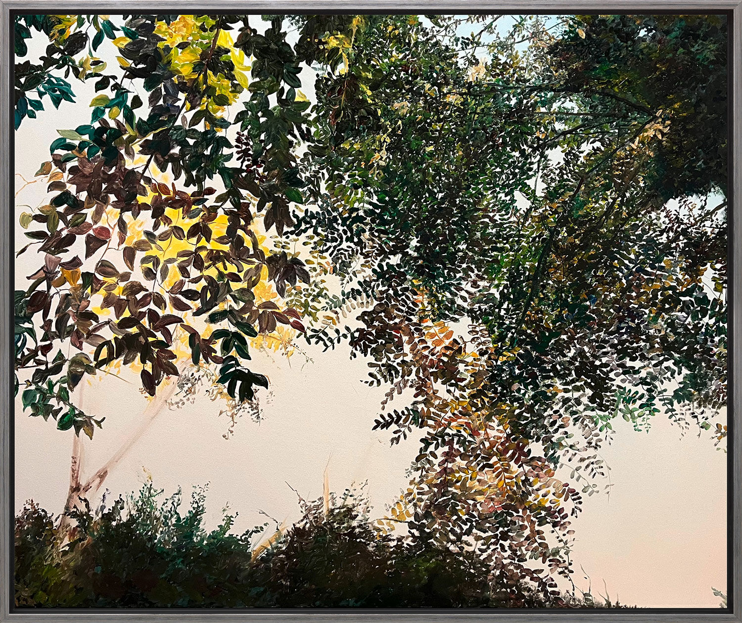 Bild "Baumkronen" (2024) (Original / Unikat), gerahmt von Burkhard Kern
