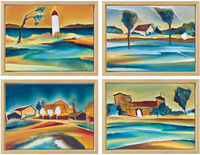 Bildfolge "Nordische Impressionen I-IV" im Set, gerahmt