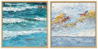 2 Bilder "Wellensets IV" (2017) und "Wolkenspiel II" (2017) im Set, Version naturfarben gerahmt