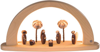 LED-Lichterbogen "Die Geburt Christi", Holz