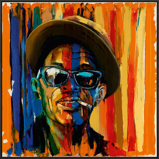 Bild "Lightning Hopkins", gerahmt