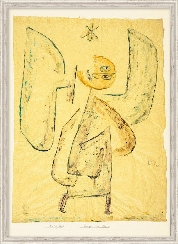 Bild "Engel vom Stern" (1939), gerahmt von Paul Klee
