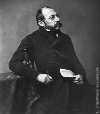 Historisches Schwarz-Weiß-Porträt des berühmten deutschen Malers Carl Spitzweg.
