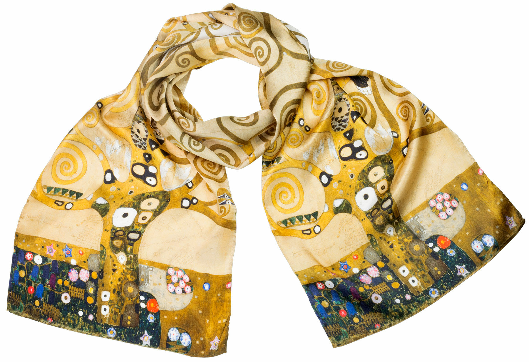 Zijden sjaal "Levensboom", beige versie von Gustav Klimt