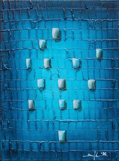Obraz „Pixels / Blue“ (2026) (Jedinečný exemplář)