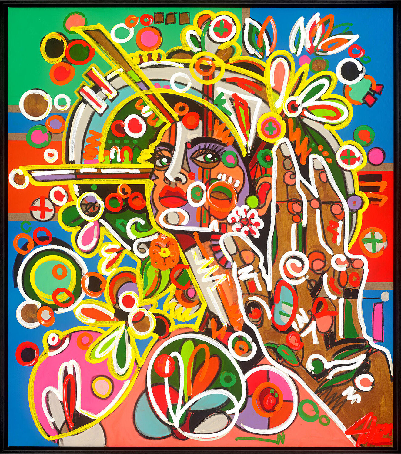 Bild "Golden Touch" (2021), handüberarbeitet, gerahmt von David Tollmann