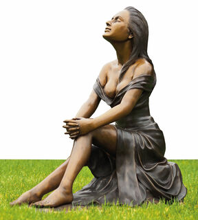 Garden sculpture "Seated Girl", bronze