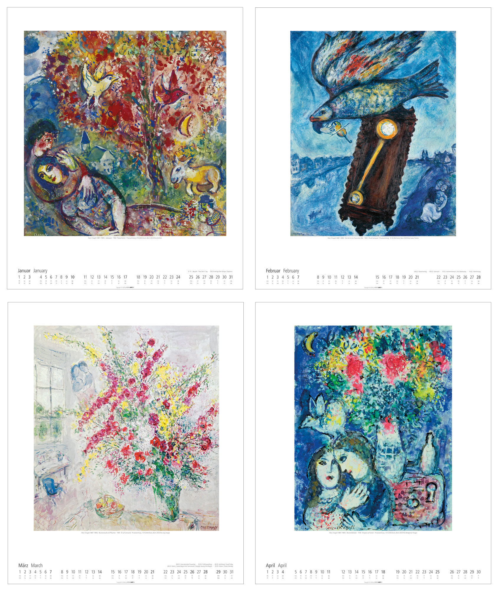 Calendrier d'artiste 2027 de Marc Chagall