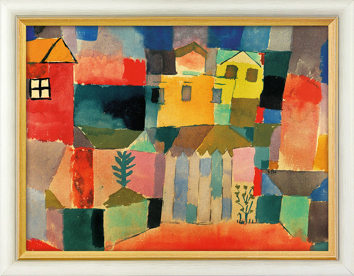 Bild "Häuser am Meer" (1914), gerahmt von Paul Klee