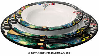 Service de vaisselle 18 pièces pour 6 personnes, version "Antipodes" von Friedensreich Hundertwasser