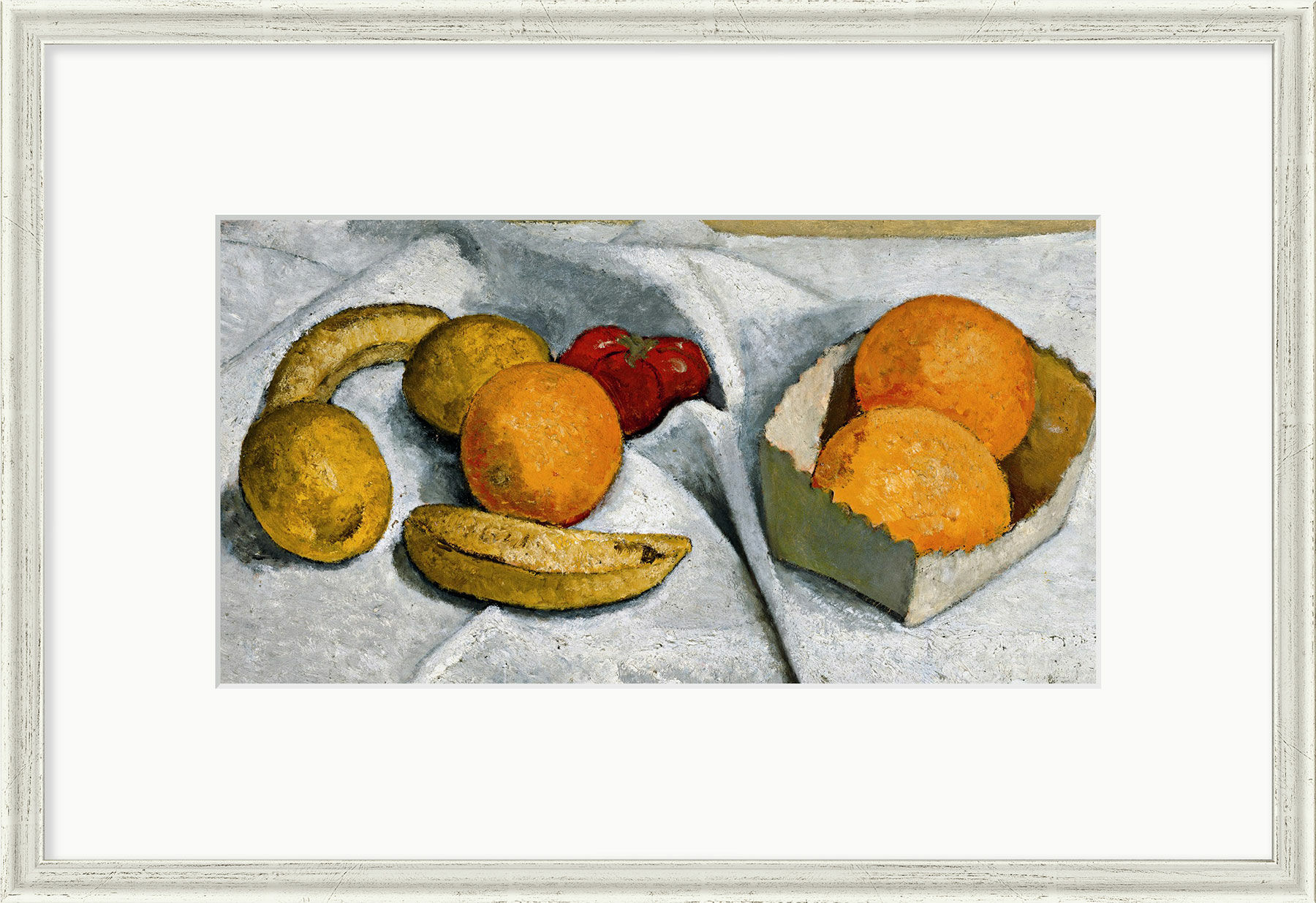 Bild "Stillleben mit Orangen, Bananen, Zitronen und Tomate" (1906), gerahmt von Paula Modersohn-Becker