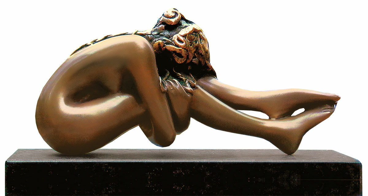 Sculpture "La Sorella", bronze sur plaque de pierre von Bruno Bruni