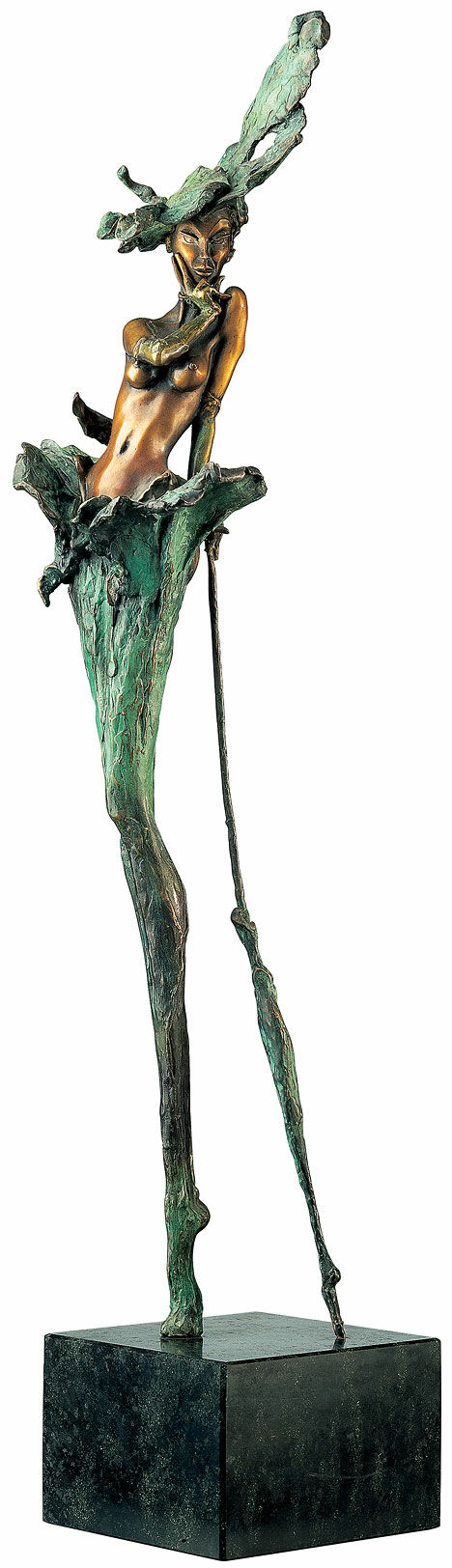 Sculpture "Quand la dame sourit" (1995), bronze von Marc van Megen