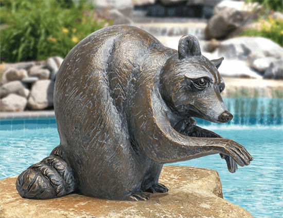 Garden sculpture "Raccoon, sitting", bronze