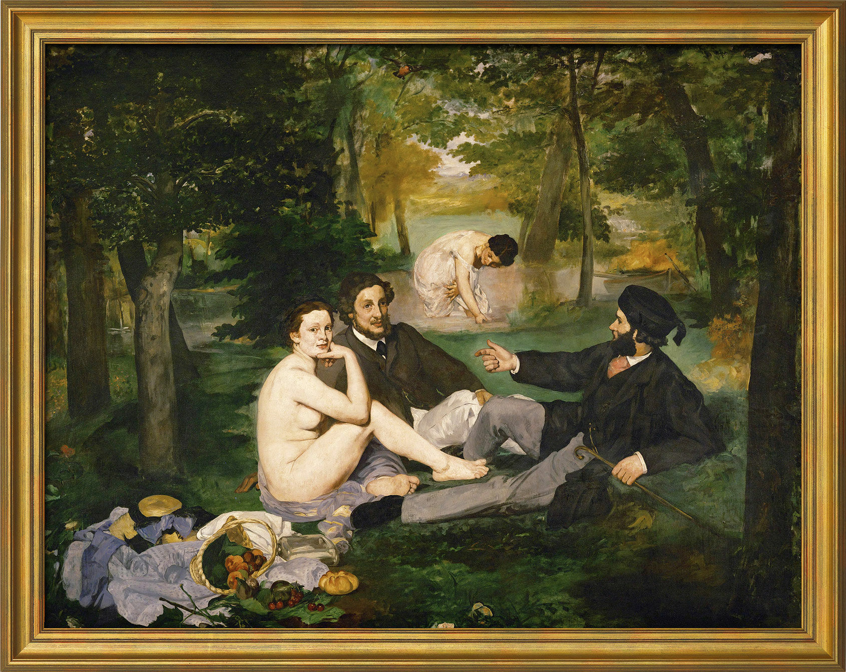 Beeld "Le Déjeuner sur l'herbe (De lunch op het gras)" (1863), ingelijst von Edouard Manet