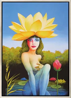 Bild "Gelbe Seerose" (2025, serielles Unikat), gerahmt