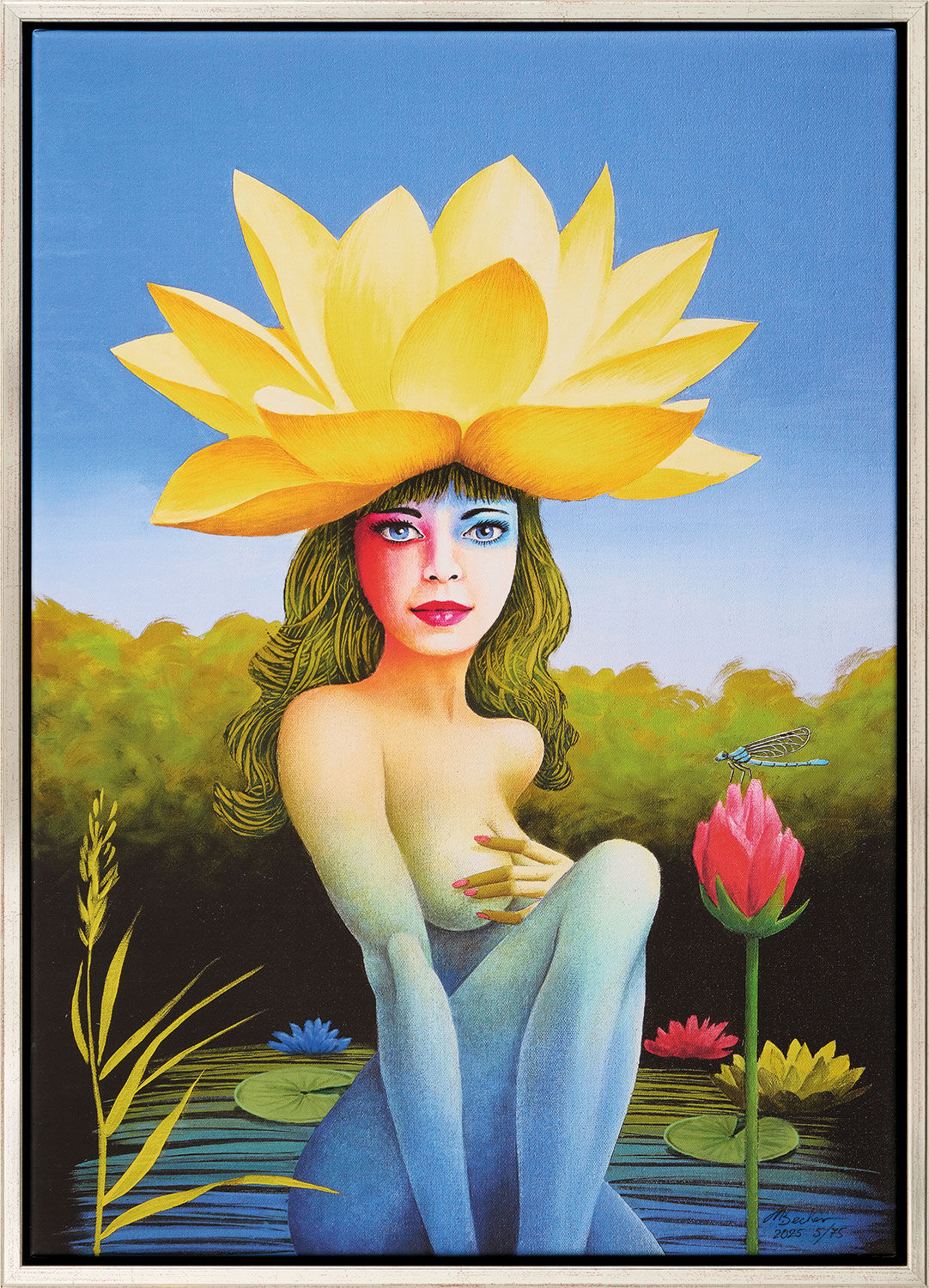 Bild "Gelbe Seerose" (2025, serielles Unikat), gerahmt von Michael Becker