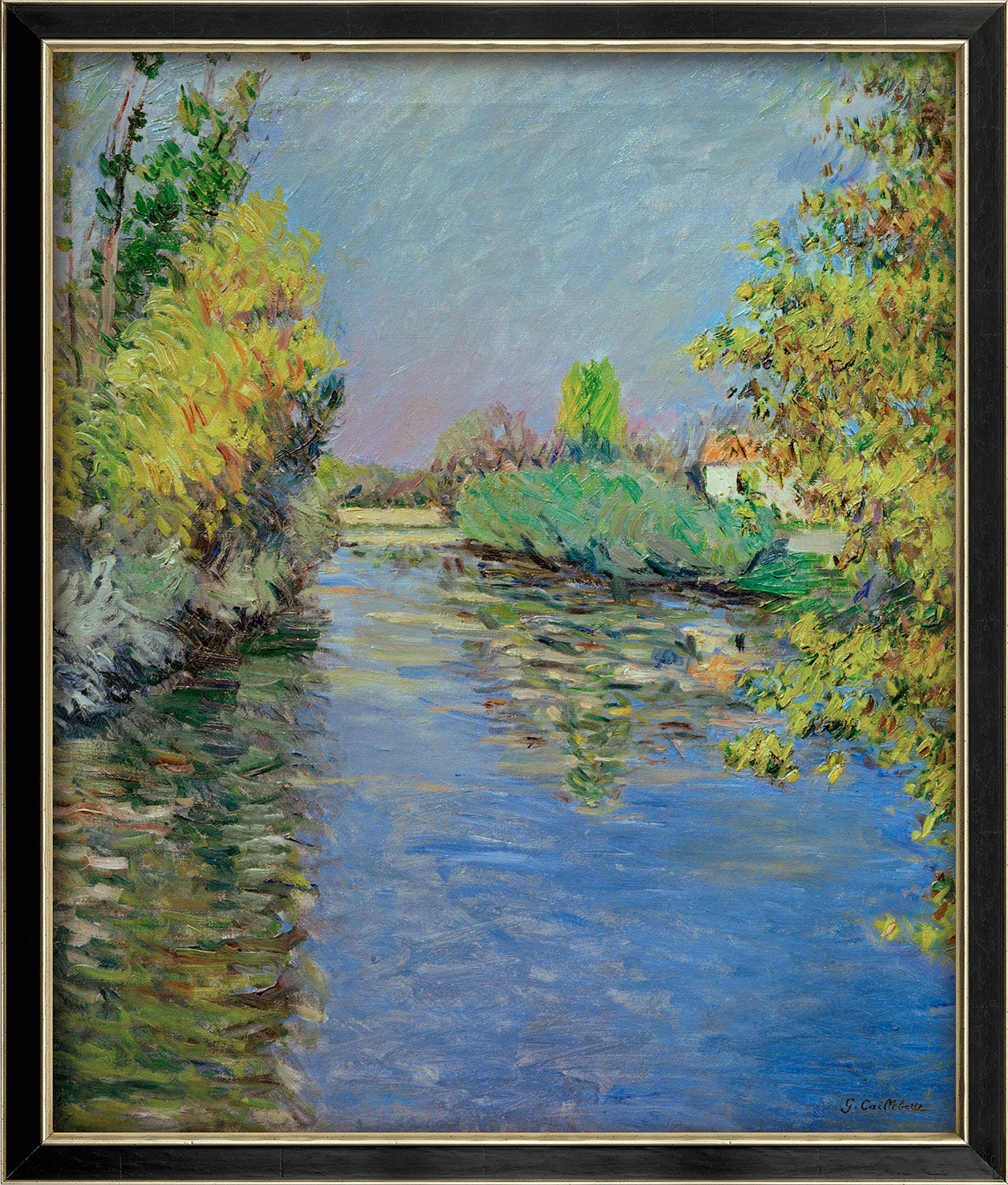 Picture "The Small Arm of the Seine in Autumn" (1890), framed by Gustave Caillebotte