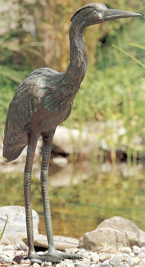 Garden sculpture "Female Grey Heron", bronze