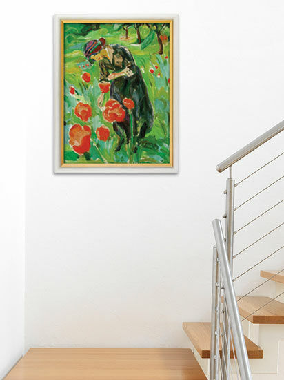 Picture "Woman with Poppies" (1918/19), framed by Edvard Munch