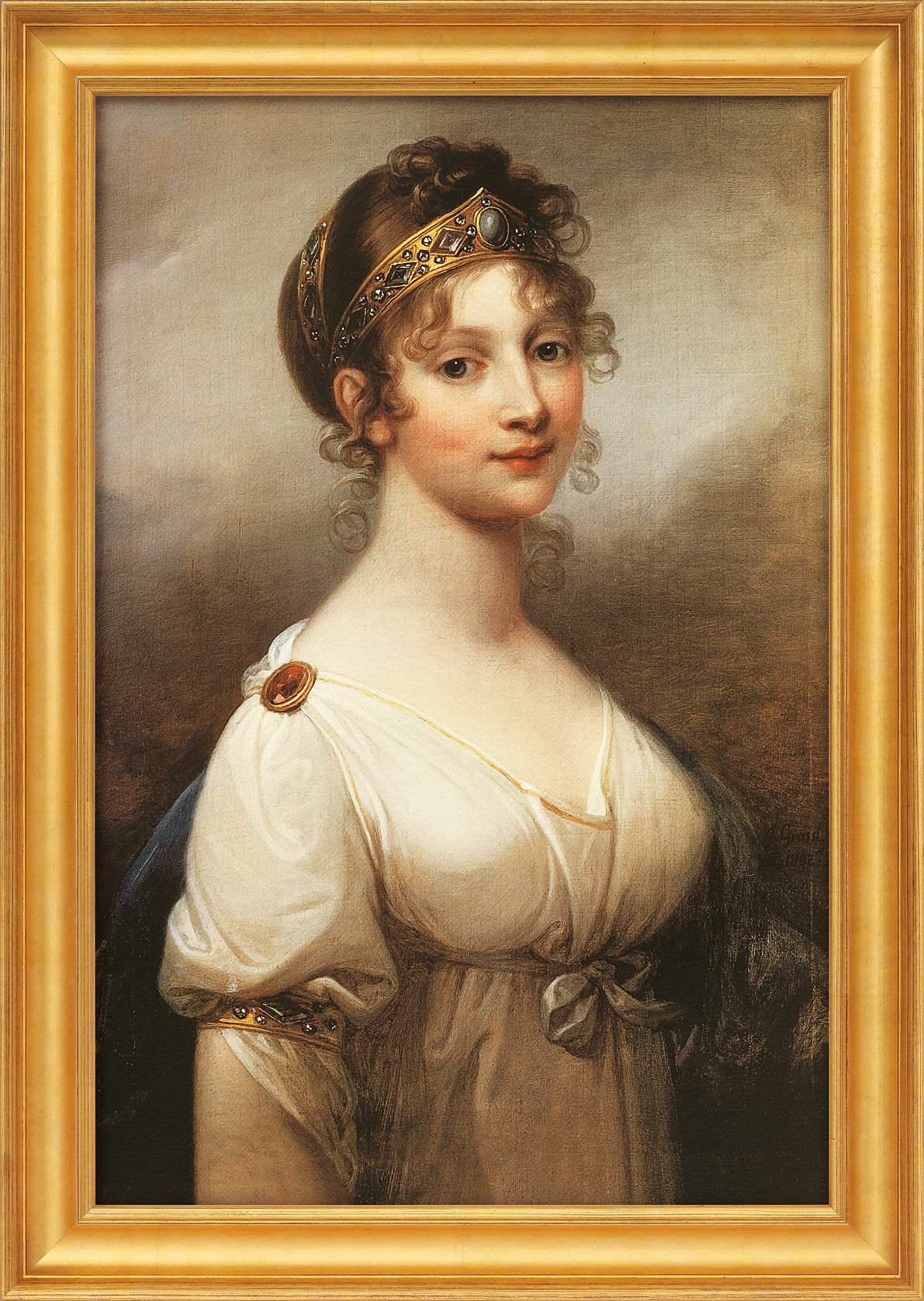 Bild "Luise, Königin von Preußen" (1802), gerahmt von Joseph Grassi