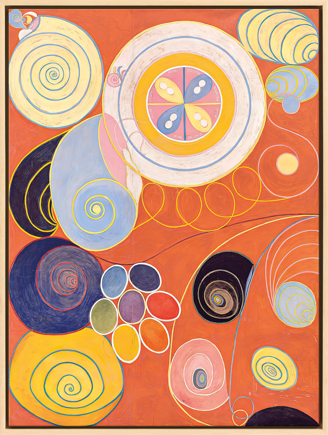 Obraz "Dziesięciu największych, nr 3, Wiek młodości" (Hilma af Klint, 1907), wersja oprawiona w ramę naturalną