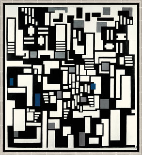 Billede "Komposition IX, Opus 18 (Abstraktion af kortspillere)" (1917), indrammet von Theo van Doesburg